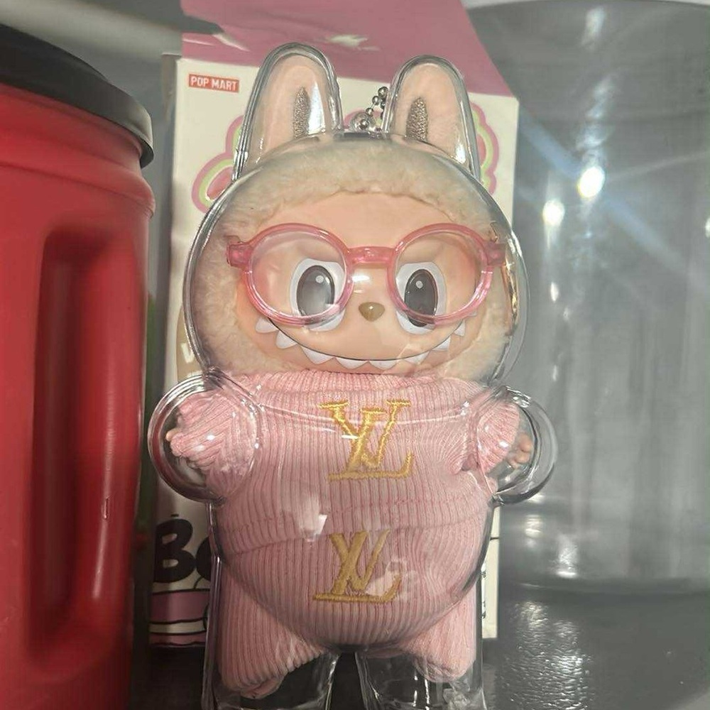 Pink Bunny Figure with Glasses